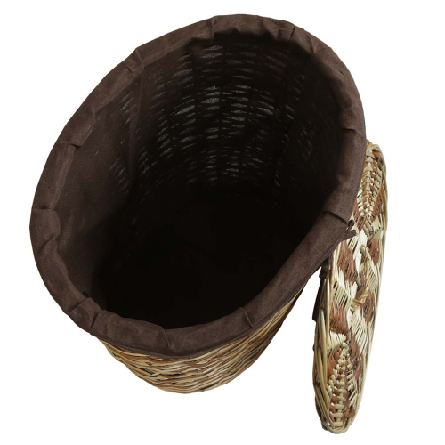Wäschekorb, Wäschesammler gefüttert - Korb für Wäsche aus Weidespan (50x35x56)