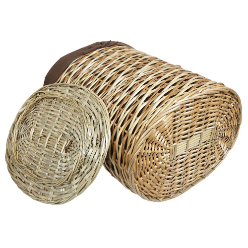 Wäschekorb, Wäschesammler gefüttert - Korb für Wäsche aus Weidespan (50x35x56)