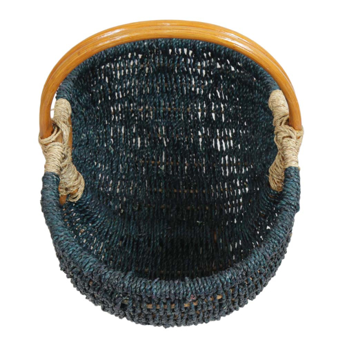 Einkaufskorb Handkorb ungefüttert Korb aus Seegras mit Rattanhenkel (49x33x22/37)