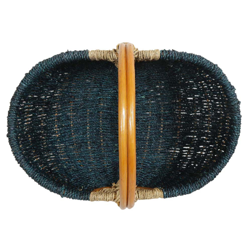 Einkaufskorb Handkorb ungefüttert Korb aus Seegras mit Rattanhenkel (49x33x22/37)