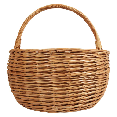 Holzkorb Kaminkorb aus gesottener Weide Korb gefüttert (62x42x22/43)