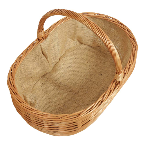 Holzkorb Kaminkorb aus gesottener Weide Korb gefüttert (62x42x22/43)