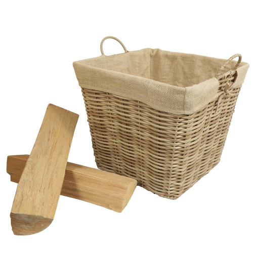 Holzkorb aus Polyrattan, moderner Tragekorb aus Metall und Kunststoff (46x46x40/46)