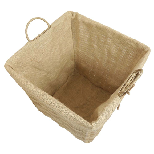 Holzkorb aus Polyrattan, moderner Tragekorb aus Metall und Kunststoff (46x46x40/46)