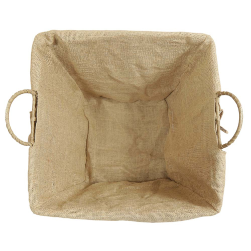 Holzkorb aus Polyrattan, moderner Tragekorb aus Metall und Kunststoff (46x46x40/46)