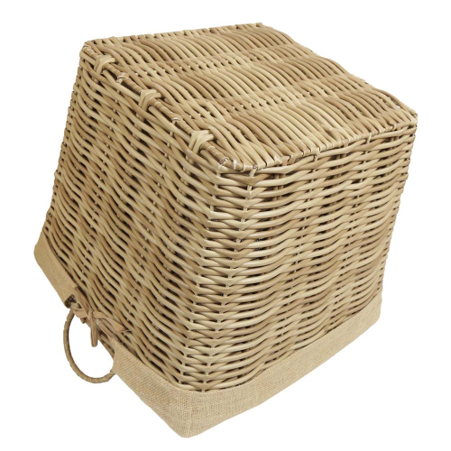 Holzkorb aus Polyrattan, moderner Tragekorb aus Metall und Kunststoff (46x46x40/46)