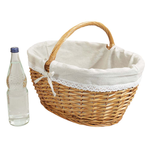 Einkaufskorb sehr leichter Handkorb Weide Korb gefüttert (46x33x24/35)