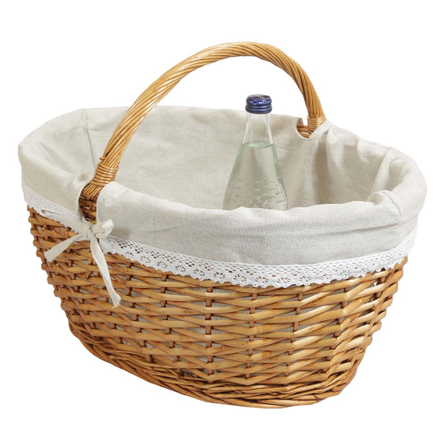 Einkaufskorb sehr leichter Handkorb Weide Korb gefüttert (46x33x24/35)