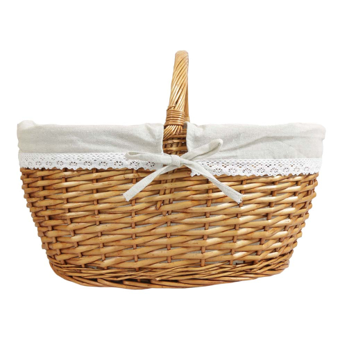 Einkaufskorb sehr leichter Handkorb Weide Korb gefüttert (46x33x24/35)