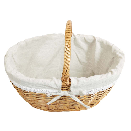 Einkaufskorb sehr leichter Handkorb Weide Korb gefüttert (46x33x24/35)