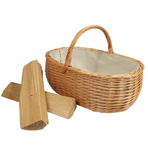 Holzkorb Kaminkorb aus gesottener Weide Korb gefüttert (65x44x25/44)
