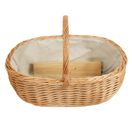 Holzkorb Kaminkorb aus gesottener Weide Korb gefüttert (65x44x25/44)