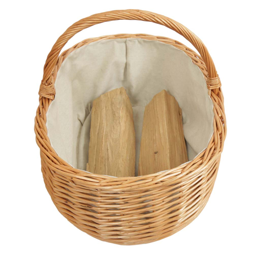 Holzkorb Kaminkorb aus gesottener Weide Korb gefüttert (65x44x25/44)