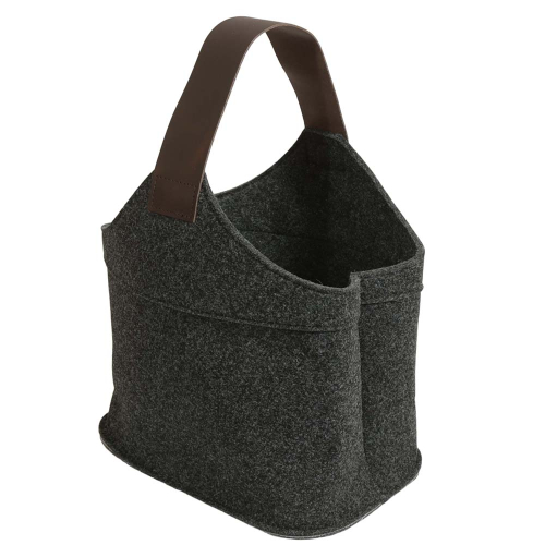 Filztasche, Kaminholztasche aus rPET Filz für Anfeuerholz, Wolle, Zeitschriften, Korbtasche aus Filz (35x25x26/48)