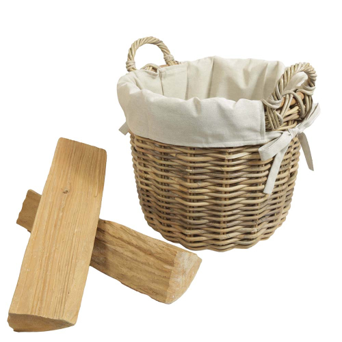 Holzkorb Korb Tragekorb aus Rohr gefüttert (D:40cm)