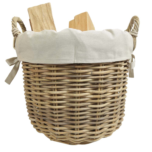 Holzkorb Korb Tragekorb aus Rohr gefüttert (D:40cm)