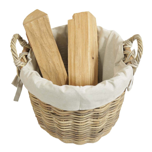 Holzkorb Korb Tragekorb aus Rohr gefüttert (D:40cm)