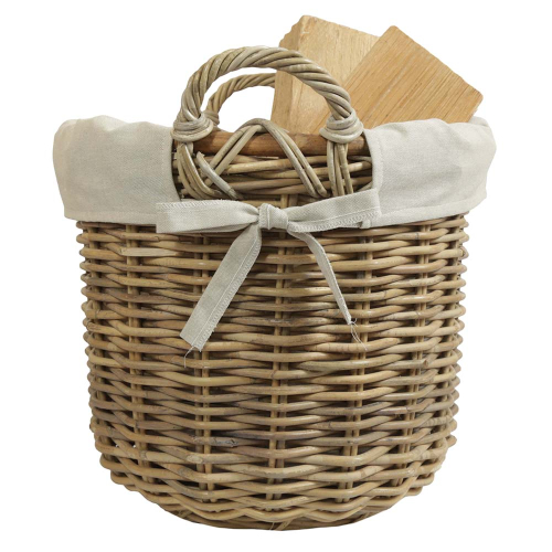 Holzkorb Korb Tragekorb aus Rohr gefüttert (D:40cm)