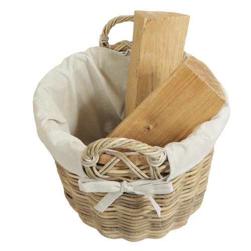 Holzkorb Korb Tragekorb aus Rohr gefüttert (D:40cm)