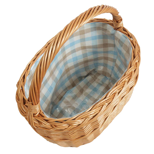 Einkaufskorb Handkorb Längshenkel Weide Korb gefüttert (40x26x26/40)