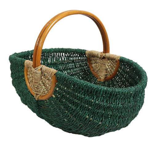 Einkaufskorb Handkorb ungefüttert Korb aus Seegras mit Rattanhenkel (49x33x21/36)