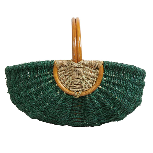 Einkaufskorb Handkorb ungefüttert Korb aus Seegras mit Rattanhenkel (49x33x21/36)