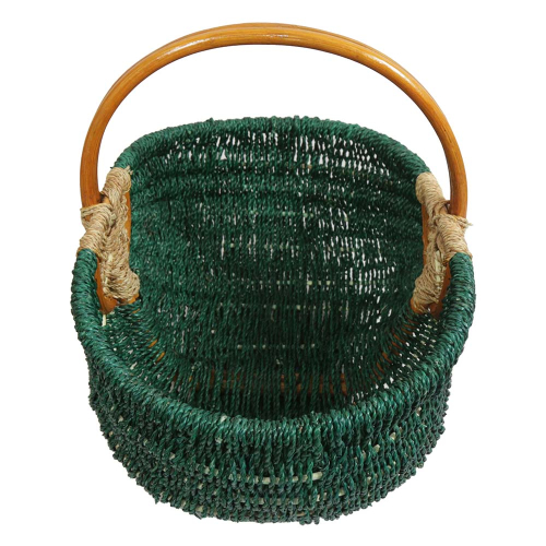 Einkaufskorb Handkorb ungefüttert Korb aus Seegras mit Rattanhenkel (49x33x21/36)