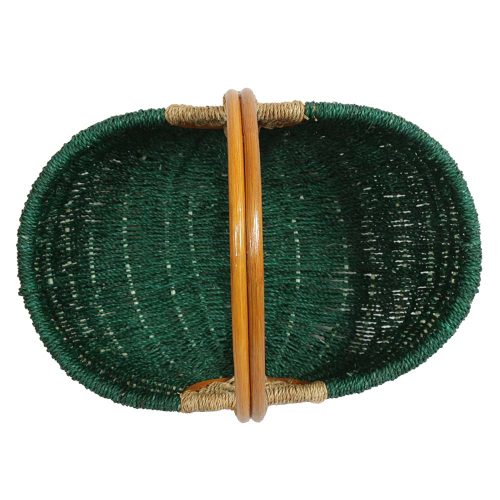 Einkaufskorb Handkorb ungefüttert Korb aus Seegras mit Rattanhenkel (49x33x21/36)