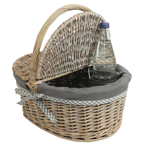 Einkaufskorb Picknickkorb Handkorb Weide Korb gefüttert (40x31x18/37)