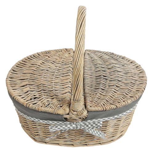 Einkaufskorb Picknickkorb Handkorb Weide Korb gefüttert (40x31x18/37)