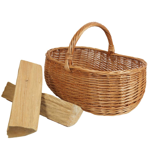 Holzkorb Kaminkorb aus gesottener Weide Korb (62x42x23/43)