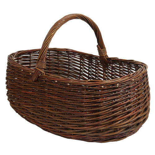 Holzkorb Kaminkorb aus ungeschälter Weide Korb ungefüttert (63x43x24/45)