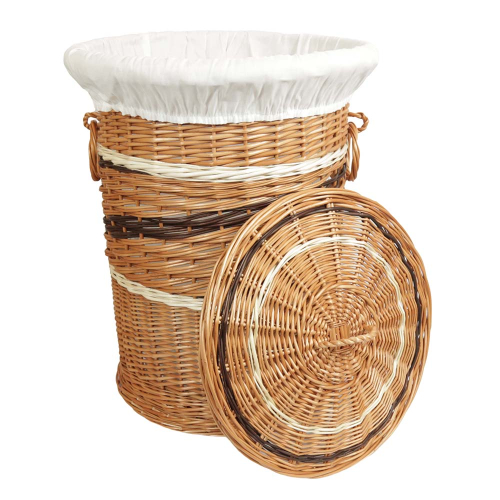 Wäschekorb gefüttert - Korb für Wäsche aus gesottener Weide (D:46)