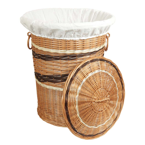 Wäschekorb gefüttert - Korb für Wäsche aus gesottener Weide (D:57)