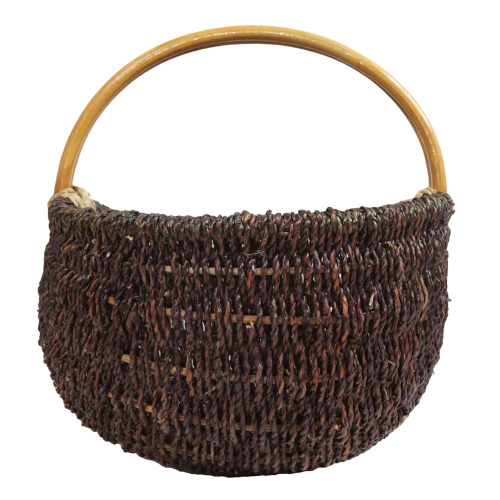 Einkaufskorb Handkorb ungefüttert Korb aus Seegras mit Rattanhenkel (49x33x21/36)