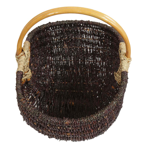 Einkaufskorb Handkorb ungefüttert Korb aus Seegras mit Rattanhenkel (49x33x21/36)