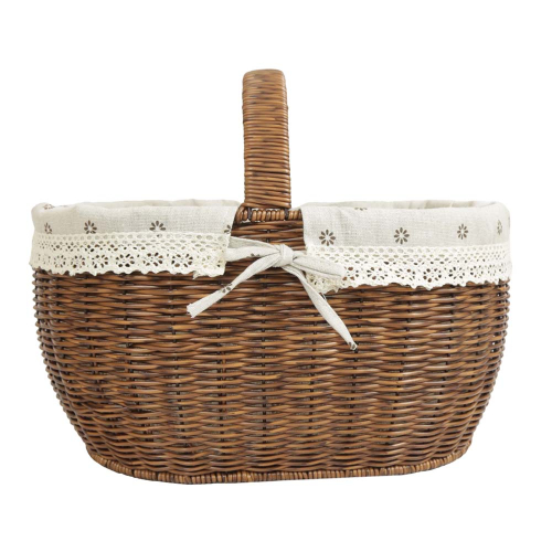 Einkaufskorb Handkorb Polyrattan Korb gefüttert (37x27x20/30)