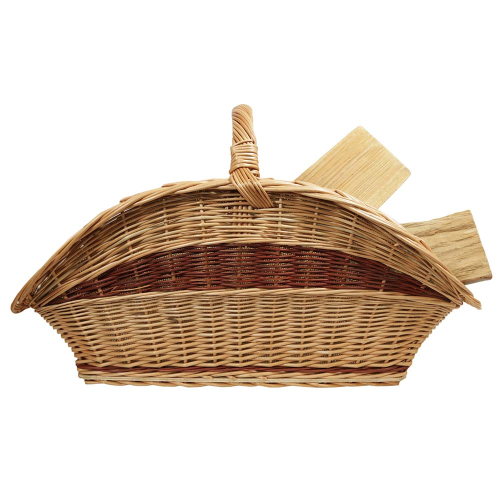 Holzkorb Kaminholzkorb Tragekorb Korb für Holz aus gesottener Weide (65x38x11/39)