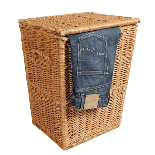 Wäschekorb gefüttert - Korb für Wäsche aus gesottener Weide (43x35x54)