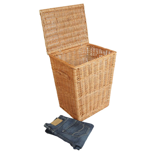 Wäschekorb gefüttert - Korb für Wäsche aus gesottener Weide (43x35x54)