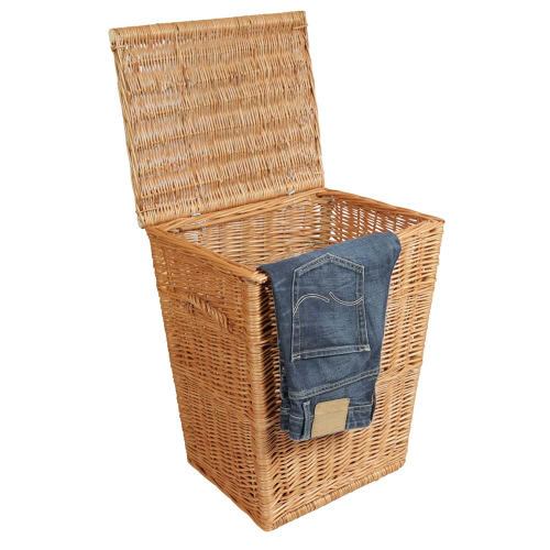 Wäschekorb gefüttert - Korb für Wäsche aus gesottener Weide (43x35x54)