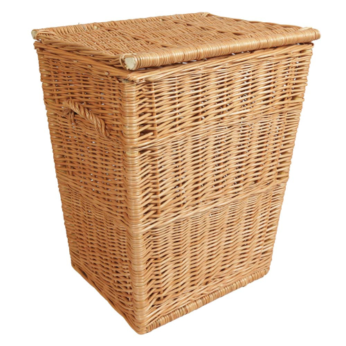 Wäschekorb gefüttert - Korb für Wäsche aus gesottener Weide (43x35x54)