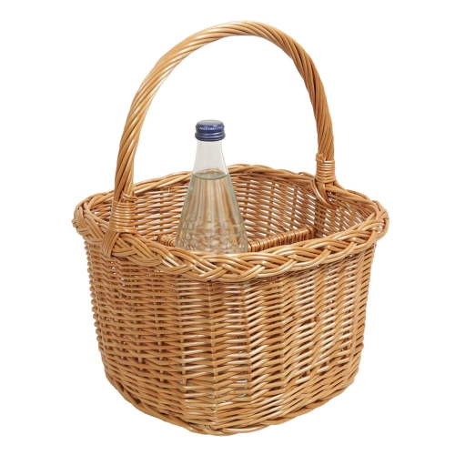Flaschenkorb Korb für 4 Flaschen aus gesottener Weide (30x30x20/39)