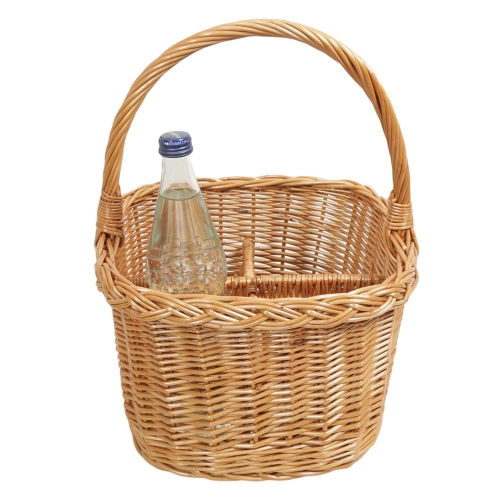 Flaschenkorb Korb für 4 Flaschen aus gesottener Weide (30x30x20/39)