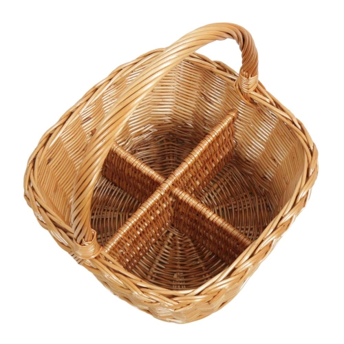 Flaschenkorb Korb für 4 Flaschen aus gesottener Weide (30x30x20/39)