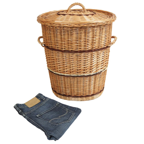 Wäschekorb, Wäschesammler - Korb für Wäsche aus gesottener Weide (45x38x50)