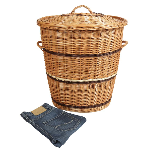 Wäschekorb, Wäschesammler - Korb für Wäsche aus gesottener Weide (55x46x57)