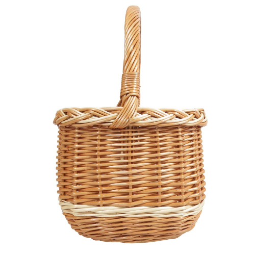 Einkaufskorb aus Weide eckig - handgeflochtener, stabiler Korb mit Längshenkel (40x28x24/44)