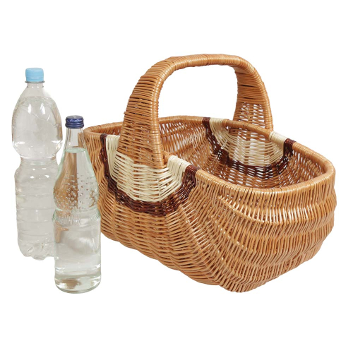 Einkaufskorb, Marktkorb aus Weide - kunstvoll geflochten, natürlich & stabil (50x31x20/37)