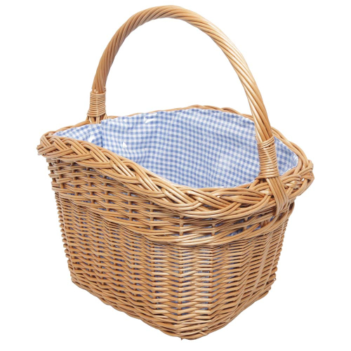 Einkaufskorb Fahrradkorb Handkorb Weide Korb gefüttert (40x29x23/43)